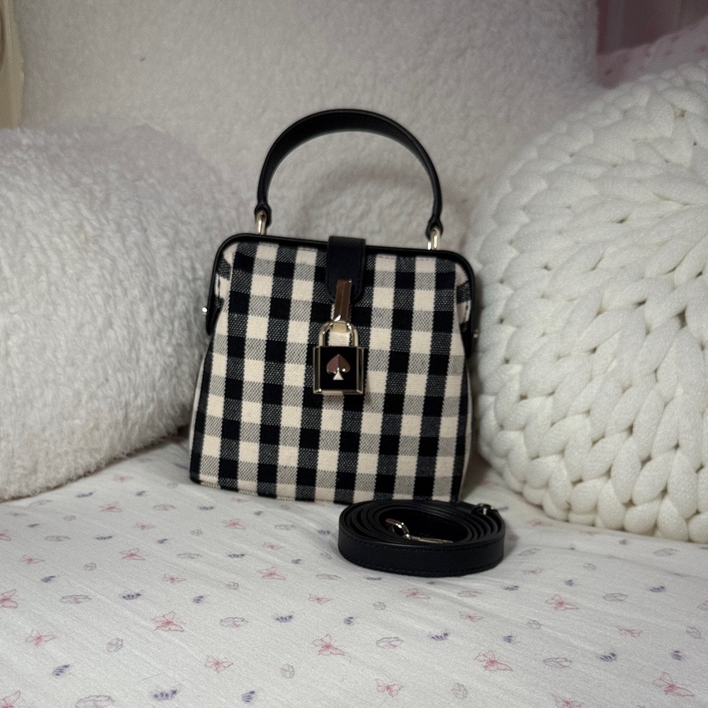Kate Spade Black and Cream Checkered Mini Bag